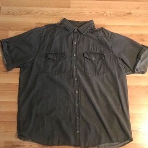 Society Of One Gray Wash Button Up Shirt 3XLT
